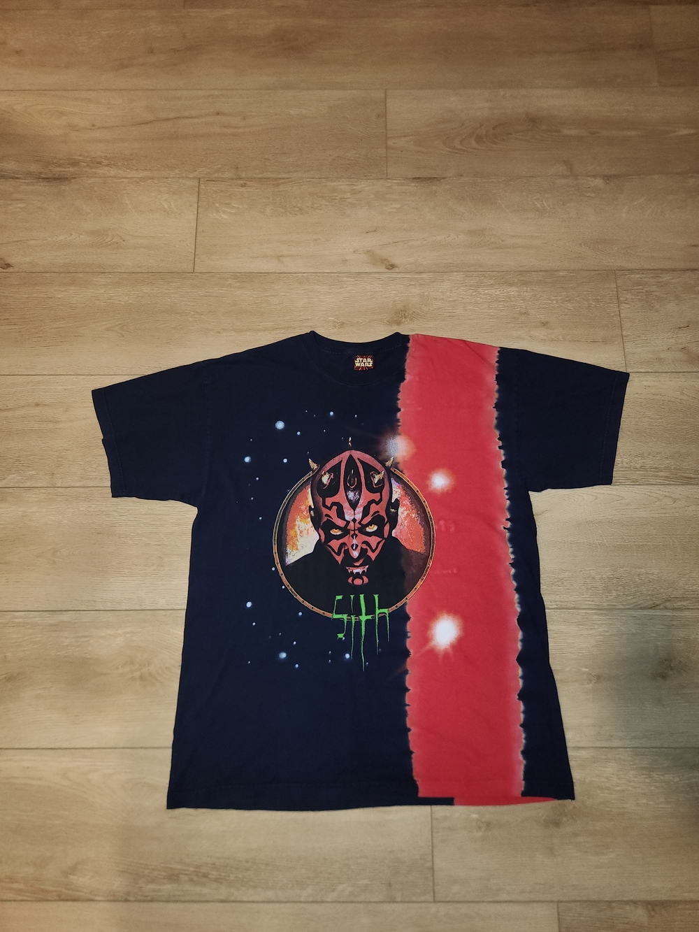 Star Wars Black Tee with Red Stripe and Darth Maul Graphic - Men's